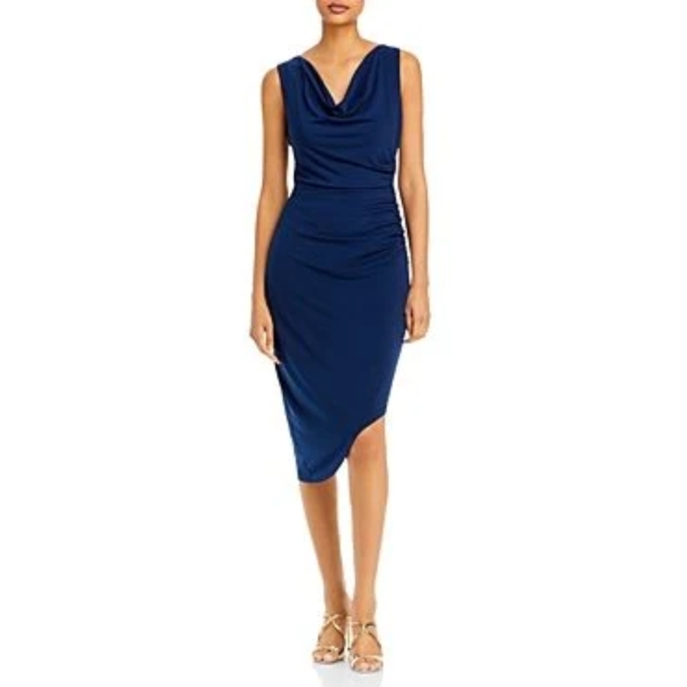 Sam Edelman Sleeveless Cowlneck Midi Asymmetrical Dress
